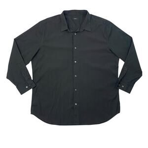 Theory Shirt Mens XXL Black Sylvain Kenai Long Sleeve Button Up SLIM Fit Dress